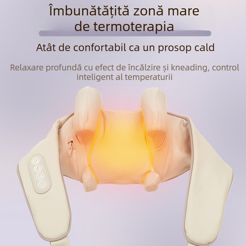 RN01 Masajer pentru trapez, umeri și gât – 6 capete, reîncărcabil, fizioterapie infraroșu, treapta 3, temporizator