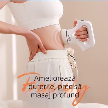 Masajer manual cu alimentare USB, 3 trepte și capete de masaj: convex rotund, cap de masaj acupunctură și rotund, pentru cap, gât, umeri, spate și picioare