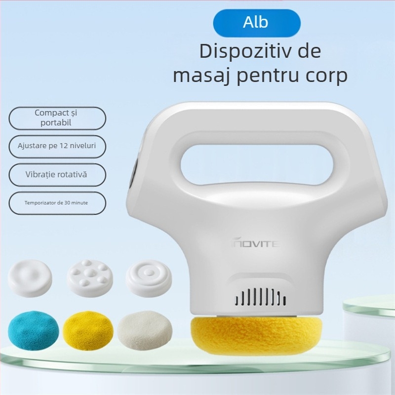 Masajer manual cu alimentare USB, 3 trepte și capete de masaj: convex rotund, cap de masaj acupunctură și rotund, pentru cap, gât, umeri, spate și picioare