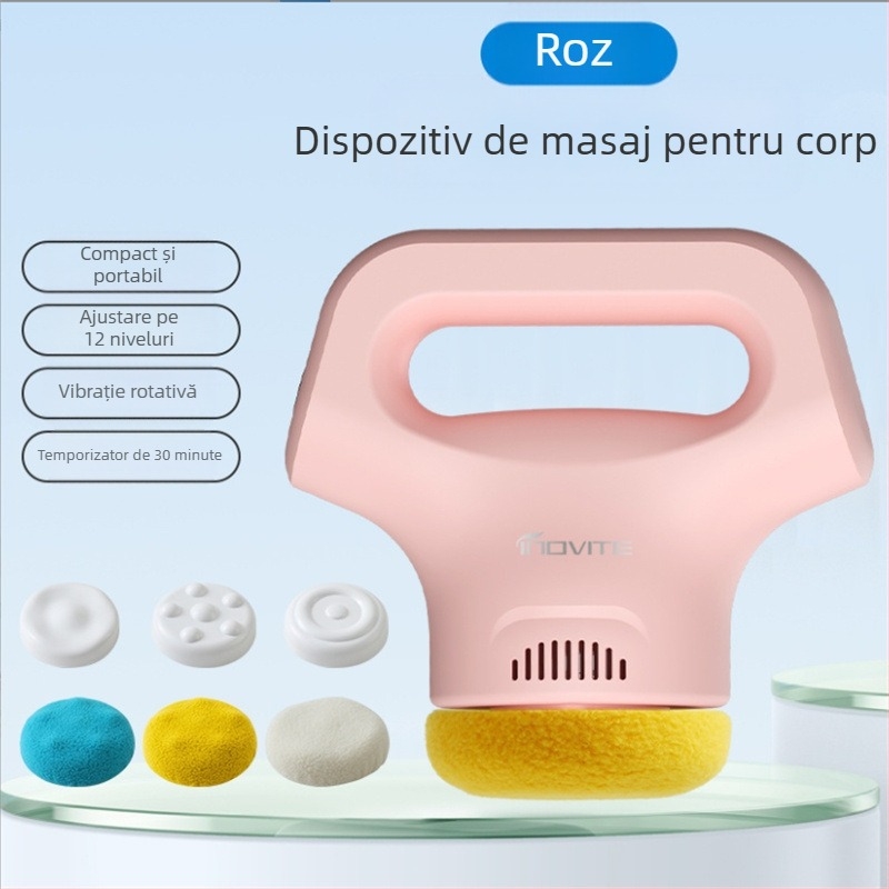 Masajer manual cu alimentare USB, 3 trepte și capete de masaj: convex rotund, cap de masaj acupunctură și rotund, pentru cap, gât, umeri, spate și picioare