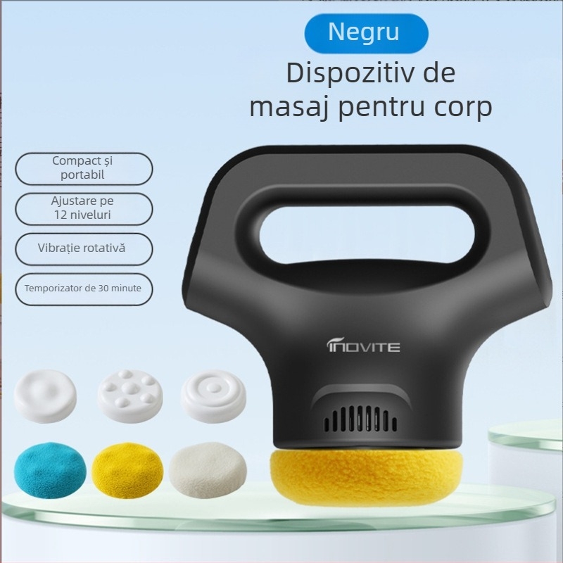 Masajer manual cu alimentare USB, 3 trepte și capete de masaj: convex rotund, cap de masaj acupunctură și rotund, pentru cap, gât, umeri, spate și picioare