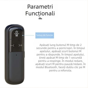 Bluetooth hands-free pentru mașină, corp ABS, montaj în vizieră auto, compatibil cu toate telefoanele