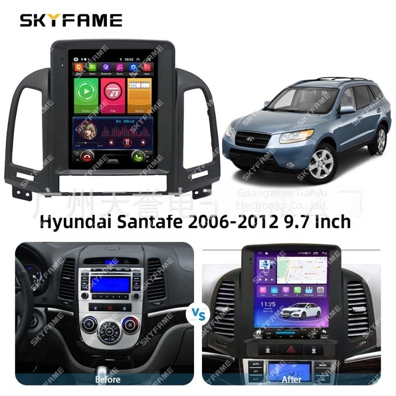 Ramă Android pentru Hyundai Santa Fe 2006-2012 – SKYFAME, din plastic, 12V