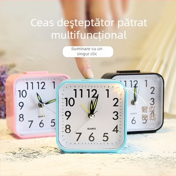 Ceas de alarmă Leap Deer — pătrat minimalist cu afișaj LED, alimentare cu baterie, indicator analog cu cifre, carcasă din plastic