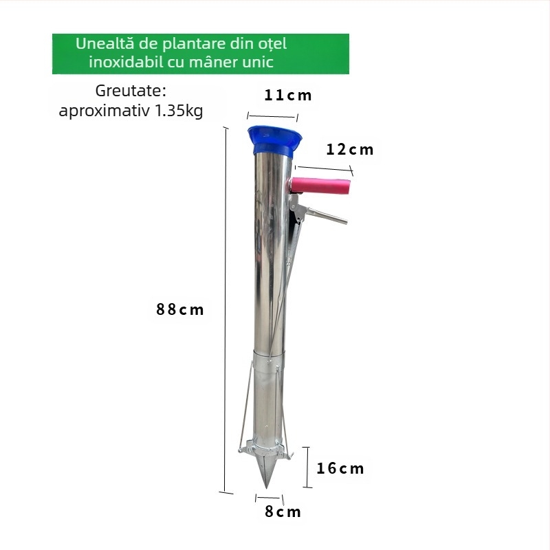 Lopată pentru transplantarea răsadurilor — transplantator universal de răsaduri, corp din oțel cu conținut înalt de carbon, mâner din oțel, model BD-ZY002