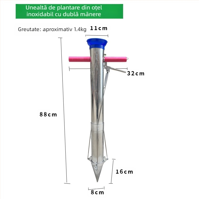 Lopată pentru transplantarea răsadurilor — transplantator universal de răsaduri, corp din oțel cu conținut înalt de carbon, mâner din oțel, model BD-ZY002