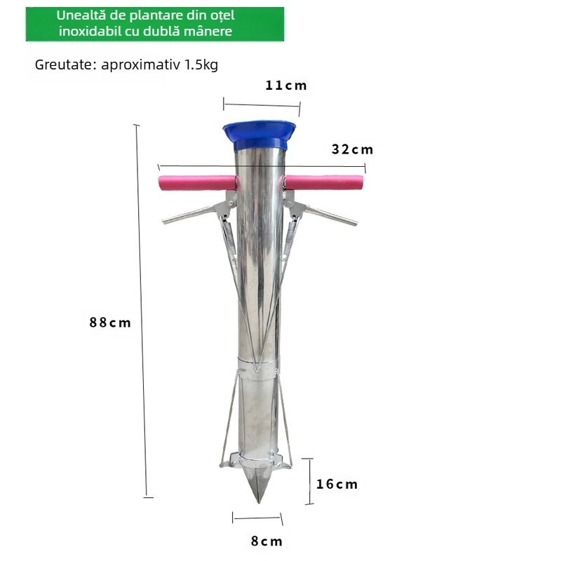 Lopată pentru transplantarea răsadurilor — transplantator universal de răsaduri, corp din oțel cu conținut înalt de carbon, mâner din oțel, model BD-ZY002