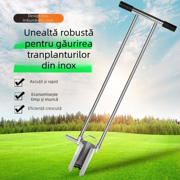 Set de unelte pentru transplantarea răsadurilor, 3 piese, oțel inoxidabil, Kyushu Garden, pentru terenuri agricole