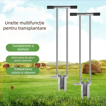 Set de unelte pentru transplantarea răsadurilor, 3 piese, oțel inoxidabil, Kyushu Garden, pentru terenuri agricole