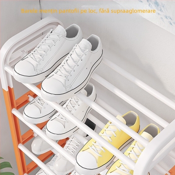 Raft pentru pantofi în formă de I, 5 niveluri, asamblare DIY, material: plastic și fier, stil modern minimalist, marcă Yale