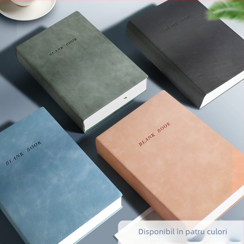 Carnet cu copertă din piele artificială, legare de tip franțuzesc, hârtie din masă lemnoasă 80 g, stil birou
