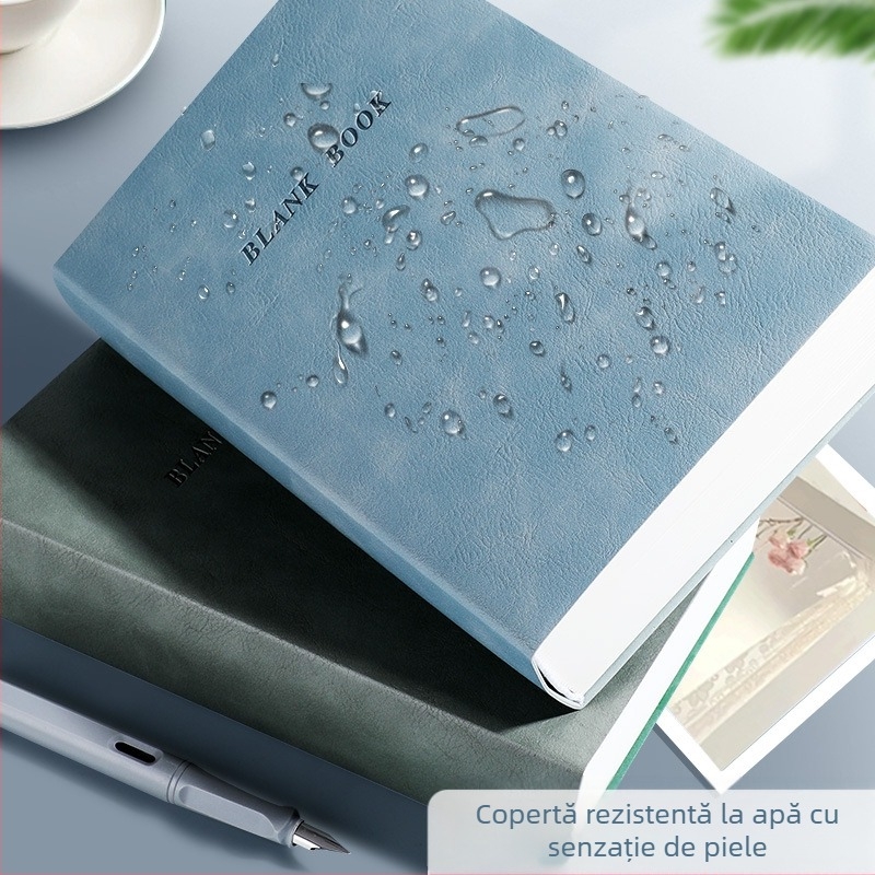 Carnet cu copertă din piele artificială, legare de tip franțuzesc, hârtie din masă lemnoasă 80 g, stil birou