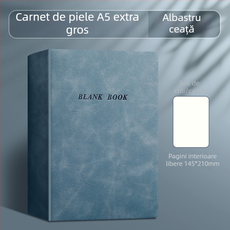 Carnet cu copertă din piele artificială, legare de tip franțuzesc, hârtie din masă lemnoasă 80 g, stil birou