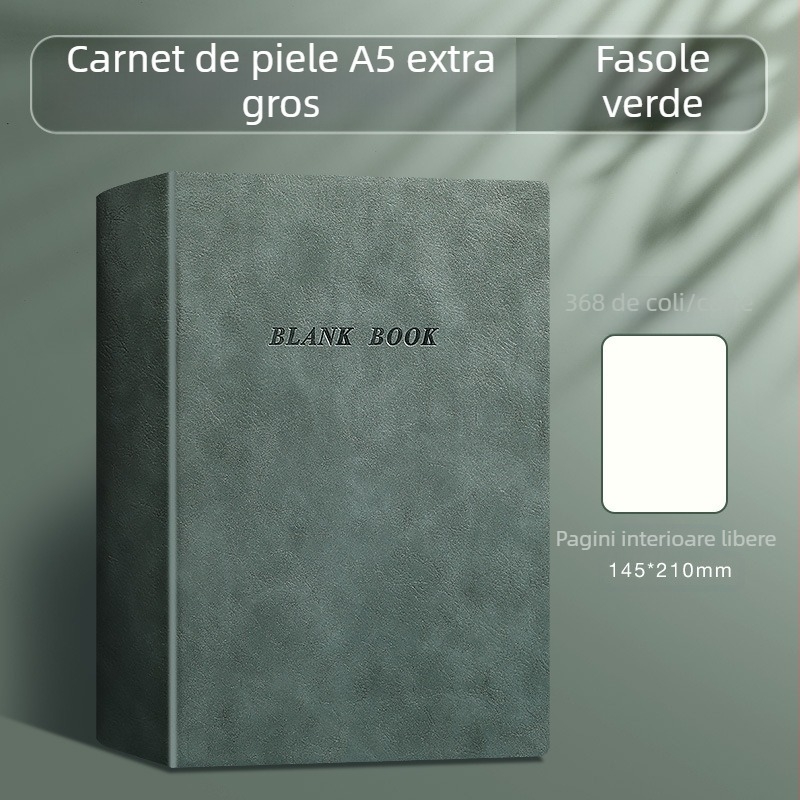 Carnet cu copertă din piele artificială, legare de tip franțuzesc, hârtie din masă lemnoasă 80 g, stil birou