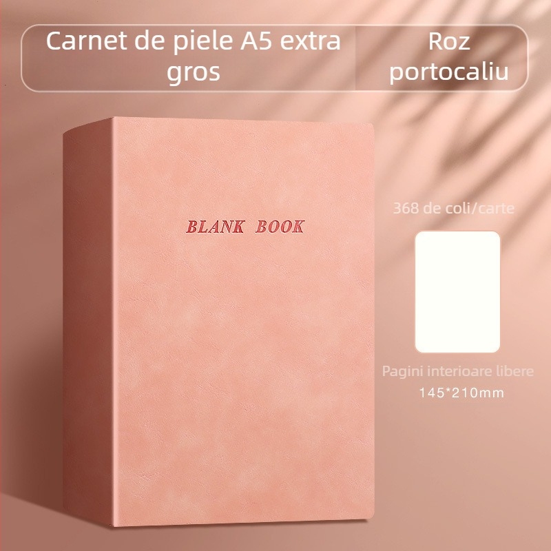 Carnet cu copertă din piele artificială, legare de tip franțuzesc, hârtie din masă lemnoasă 80 g, stil birou