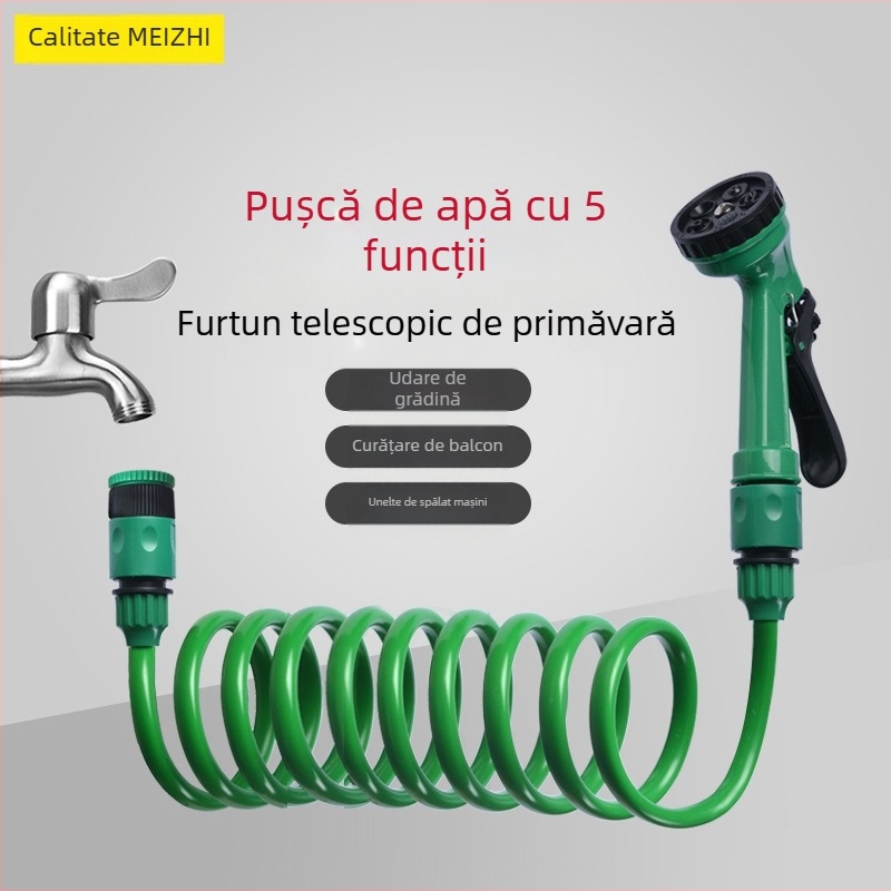 Beauty quality furtun de apă telescopic cu arc, duză cu 5 funcții, conductă EVA rezistentă la explozie, conectat la robinet