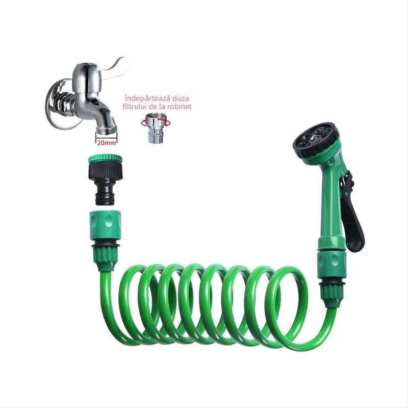 Beauty quality furtun de apă telescopic cu arc, duză cu 5 funcții, conductă EVA rezistentă la explozie, conectat la robinet