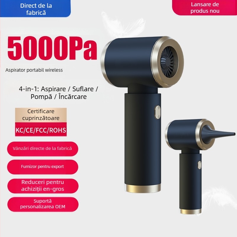 Aspirator de mână pentru mașină, fără fir, cu funcție de aspirație și suflare, 120W, ≤36V, baterie încorporată 3000–4000 mAh, zgomot 46–70 dB