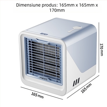 Răcitor de aer USB Mini cu rezervor de apă de 500 ml, 3 viteze, motor brushless, 5V/8W, zgomot 45–50 dB