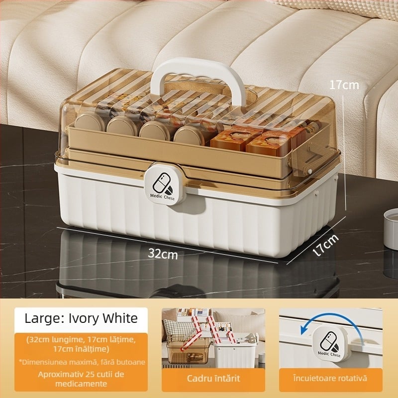 Dulap pentru medicamente, 12 compartimente, din plastic, portabil, cu logo personalizat