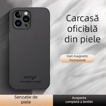 Husă din piele sintetică cu suport magnetic pentru mașină, anti-cădere, pentru iPhone