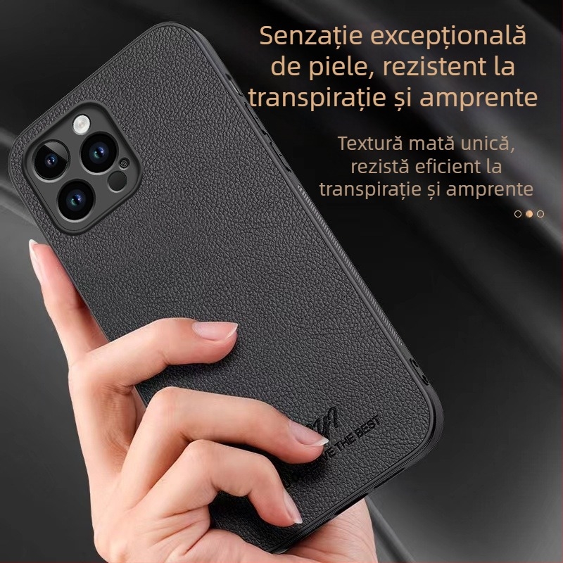 Husă din piele sintetică cu suport magnetic pentru mașină, anti-cădere, pentru iPhone
