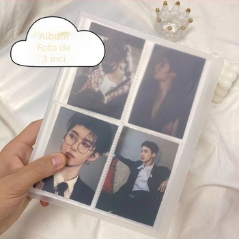 Album Polaroid de 3 inci, cu fermoar, spațiu de depozitare pentru fotografii, bilete și carduri, album idol