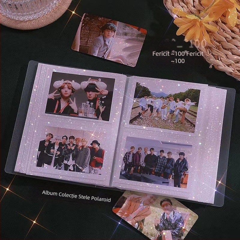 Album Polaroid de 3 inci, cu fermoar, spațiu de depozitare pentru fotografii, bilete și carduri, album idol