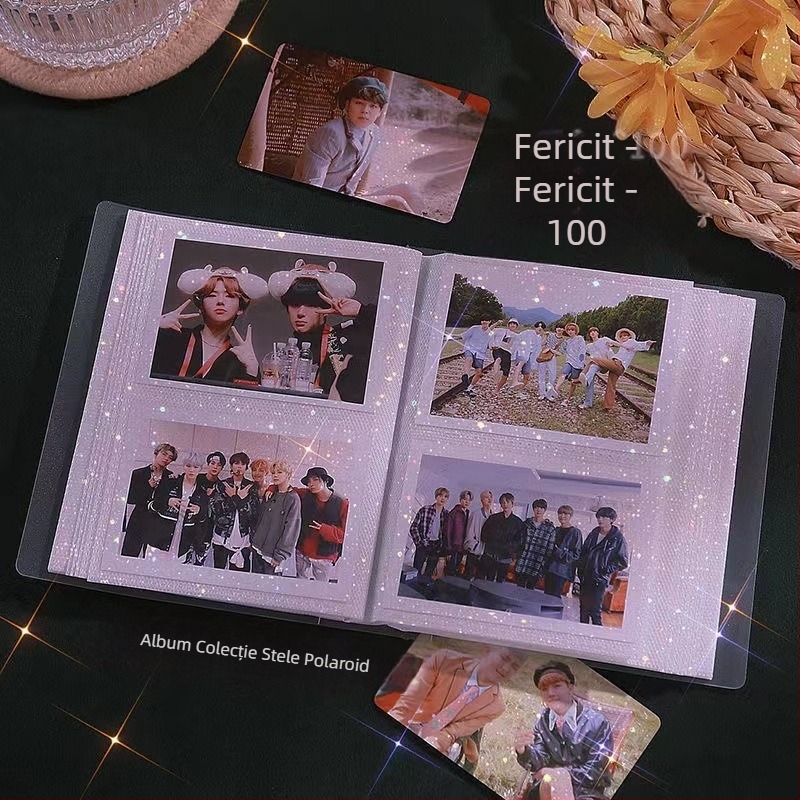 Album Polaroid de 3 inci, cu fermoar, spațiu de depozitare pentru fotografii, bilete și carduri, album idol
