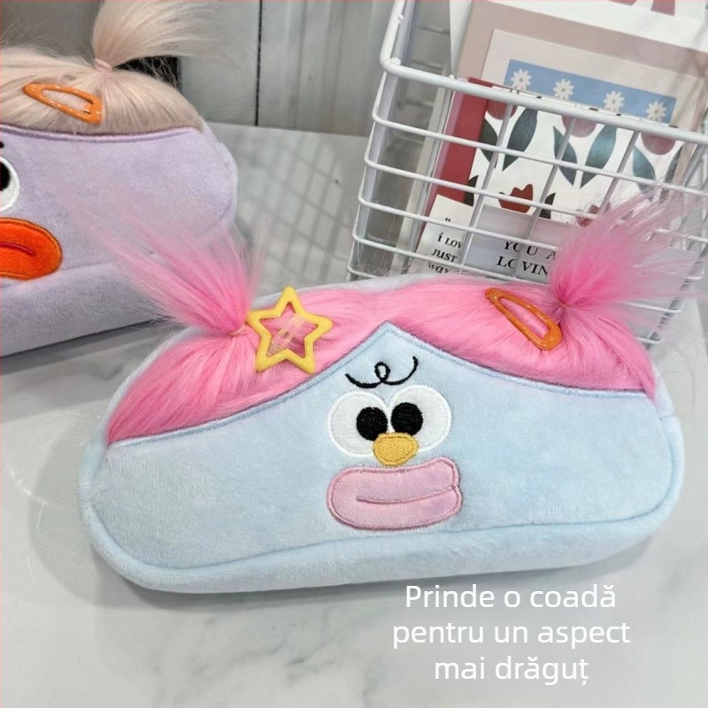 Penar plușat în stil coreean, velur, brand Qiyan, unisex, design monstru cu ochi mari