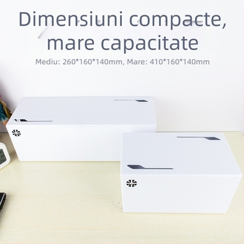Cutie de stocare cabluri model P1 – plastic de inginerie, 18 L, capac, imprimare logo disponibilă, pentru birou