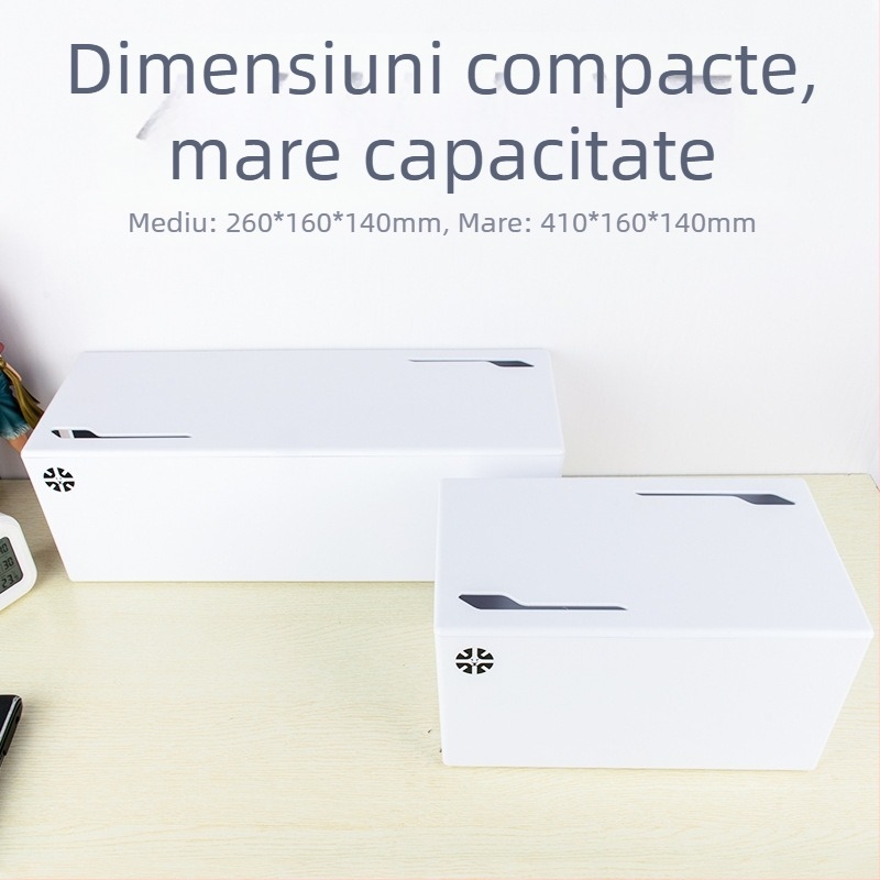 Cutie de stocare cabluri model P1 – plastic de inginerie, 18 L, capac, imprimare logo disponibilă, pentru birou