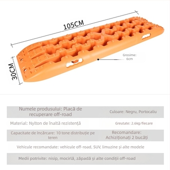 Qize Placă de recuperare pentru mașină și Trasee de tracțiune anti-derapare pentru off-road — nămol, nisip, zăpadă, auto-salvare