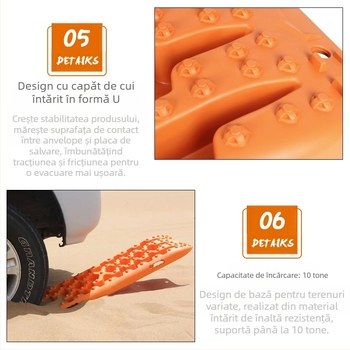 Qize Placă de recuperare pentru mașină și Trasee de tracțiune anti-derapare pentru off-road — nămol, nisip, zăpadă, auto-salvare