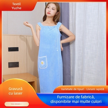 Halat de baie din fleece coral pentru femei, absorbant, stil wrap, 100% poliester, 300 g, Seria Prințesa, Toamnă