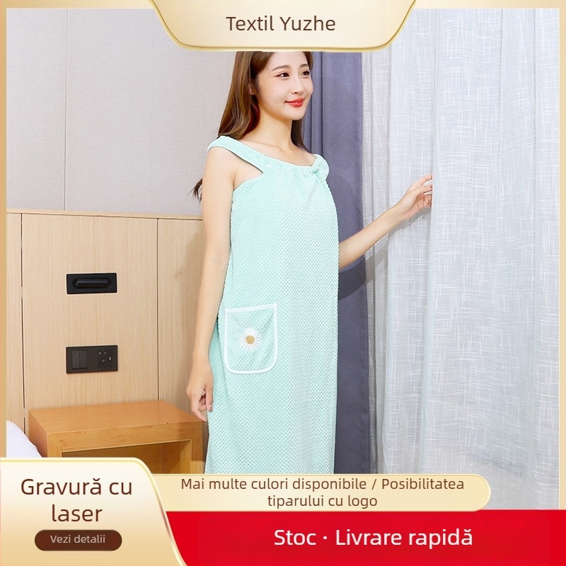 Halat de baie din fleece coral pentru femei, absorbant, stil wrap, 100% poliester, 300 g, Seria Prințesa, Toamnă