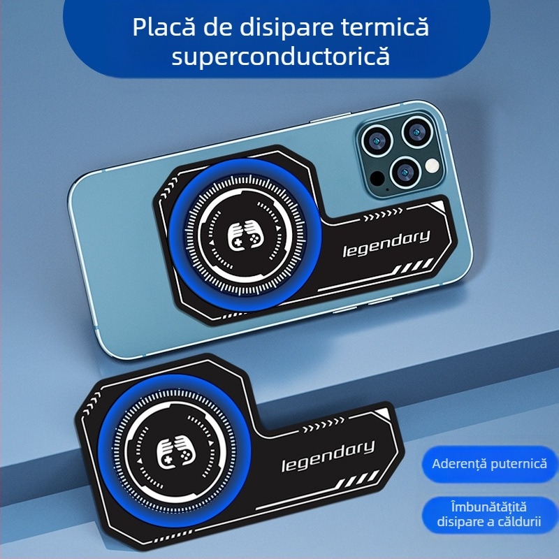 Placă de răcire pentru telefoane mobile cu suprafață de răcire pe bază de semiconductori și amplificator pentru disipare căldură, construcție din folie de aluminiu + gel de silice, 20 g, conexiune wireless