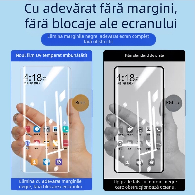 Protecție ecran din sticlă temperată pentru Samsung S24 Ultra, compatibil cu S23 Ultra/S22 Ultra, claritate HD, acoperire UV, antiamprentă, protecție anti-cădere