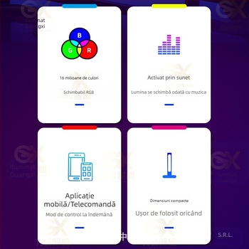 Lampă de atmosferă RGB pentru dormitor și birou, stil cyberpunk, alimentare USB, control prin APP