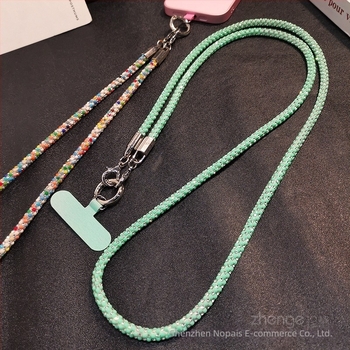 Lanyard pentru telefon cu curea crossbody, stil Chanel cu cristale, făcut manual, durabil, marca Zhenge, material: alt, cataramă: metal
