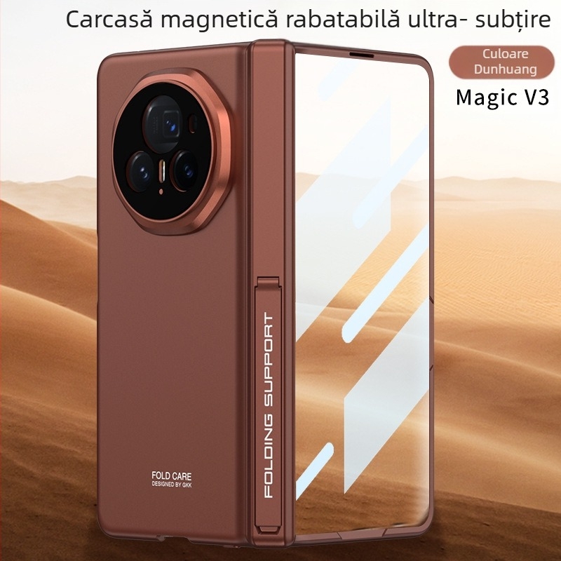 Husă pentru Huawei Honor MagicV3 cu suport ultra-subțire și balama magnetică, acoperire totală, material PC mat, protecție anti-cădere