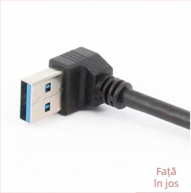 Cablu USB de extensie, din mufa masculină în cea feminină, unghi de 90° spre stânga, USB 3.0, din cupru