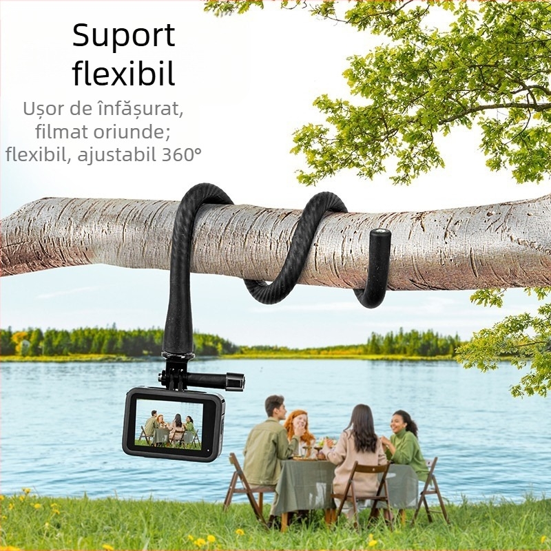 Suport flexibil cu modelare liberă, compatibil GoPro HERO11/12, Insta360 X3/X2 și telefon