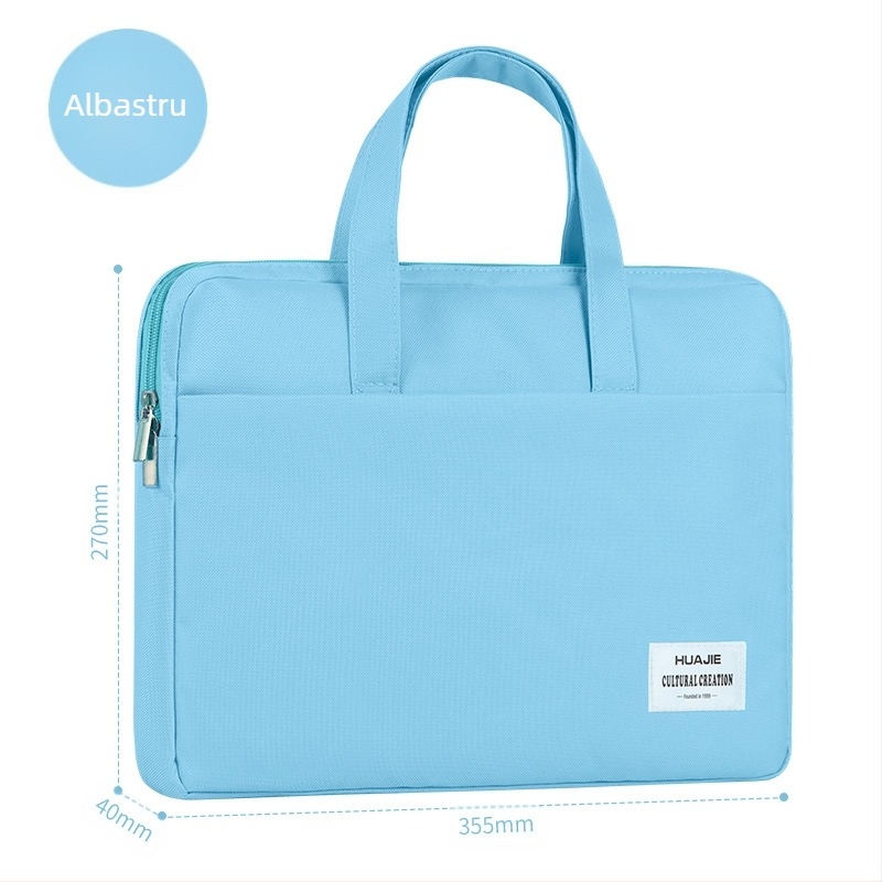 Geantă de fișiere din pânză EN248, pentru școală și birou, cu fermoar, design pătrat, marca HUA JIE