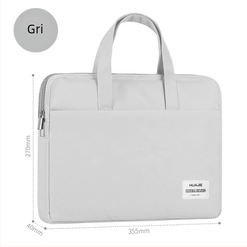 Geantă de fișiere din pânză EN248, pentru școală și birou, cu fermoar, design pătrat, marca HUA JIE