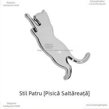 Autocolant auto 3D cu pisică – insignă spate și laterală, montaj cu ventuză, decor triunghiular creativ pentru geam