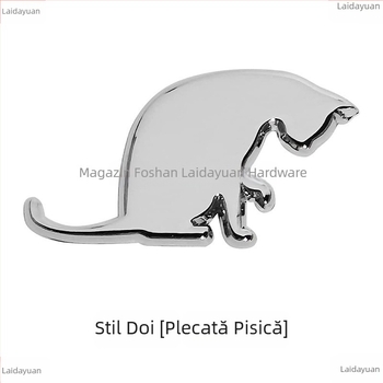 Autocolant auto 3D cu pisică – insignă spate și laterală, montaj cu ventuză, decor triunghiular creativ pentru geam