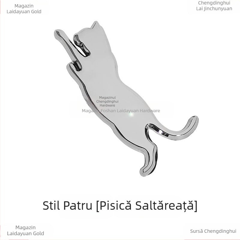 Autocolant auto 3D cu pisică – insignă spate și laterală, montaj cu ventuză, decor triunghiular creativ pentru geam