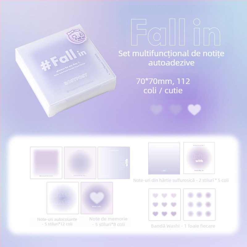Planwith RosyPosy Soft Blush Notițe Multifuncționale – Mesaje de atmosferă – Hârtie Brick – IP: Nu