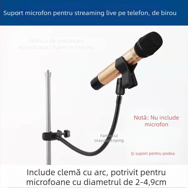 Clip de microfon rotativ la 360° pentru birou — clemă universală pentru microfon pentru conferințe și streaming live